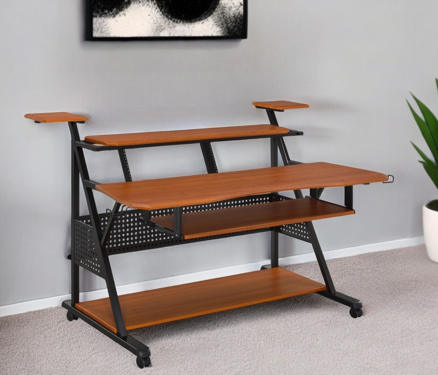 67 Brown and Black Computer Desk