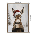Sylvie Framed Canvas Donkey Winter Hot Cocoa by The Creative Bunch Studio