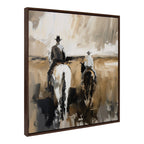 Sylvie Western Cowboy Horseback Ranch Abstract Neutral 2 Framed Canvas by The Creative Bunch Studio