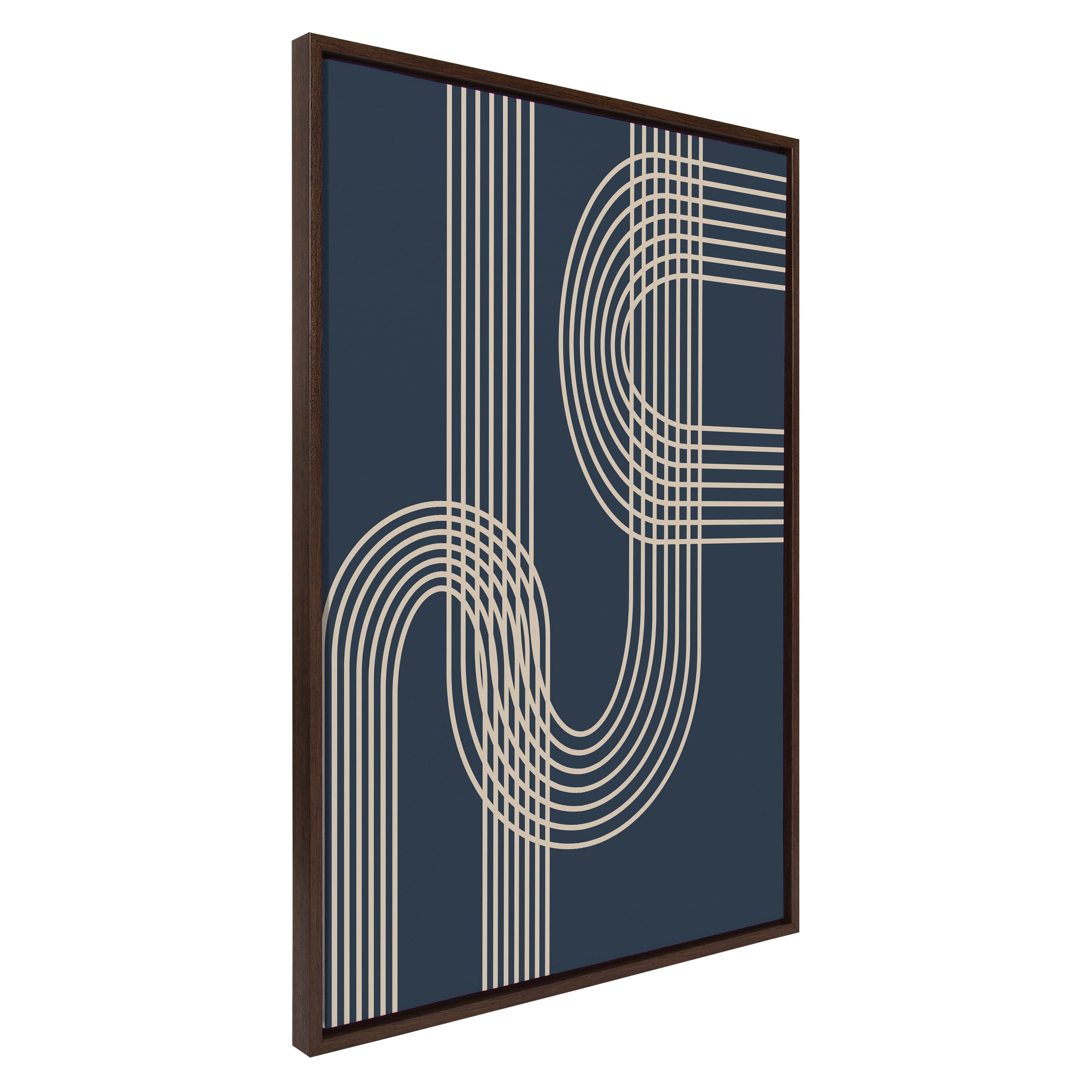 Sylvie Lines in Blue Framed Canvas by Apricot and Birch
