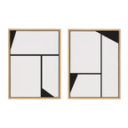 Sylvie Sleek Luxe Minimalist Black and White Abstract Framed Canvas Art Set by The Creative Bunch Studio