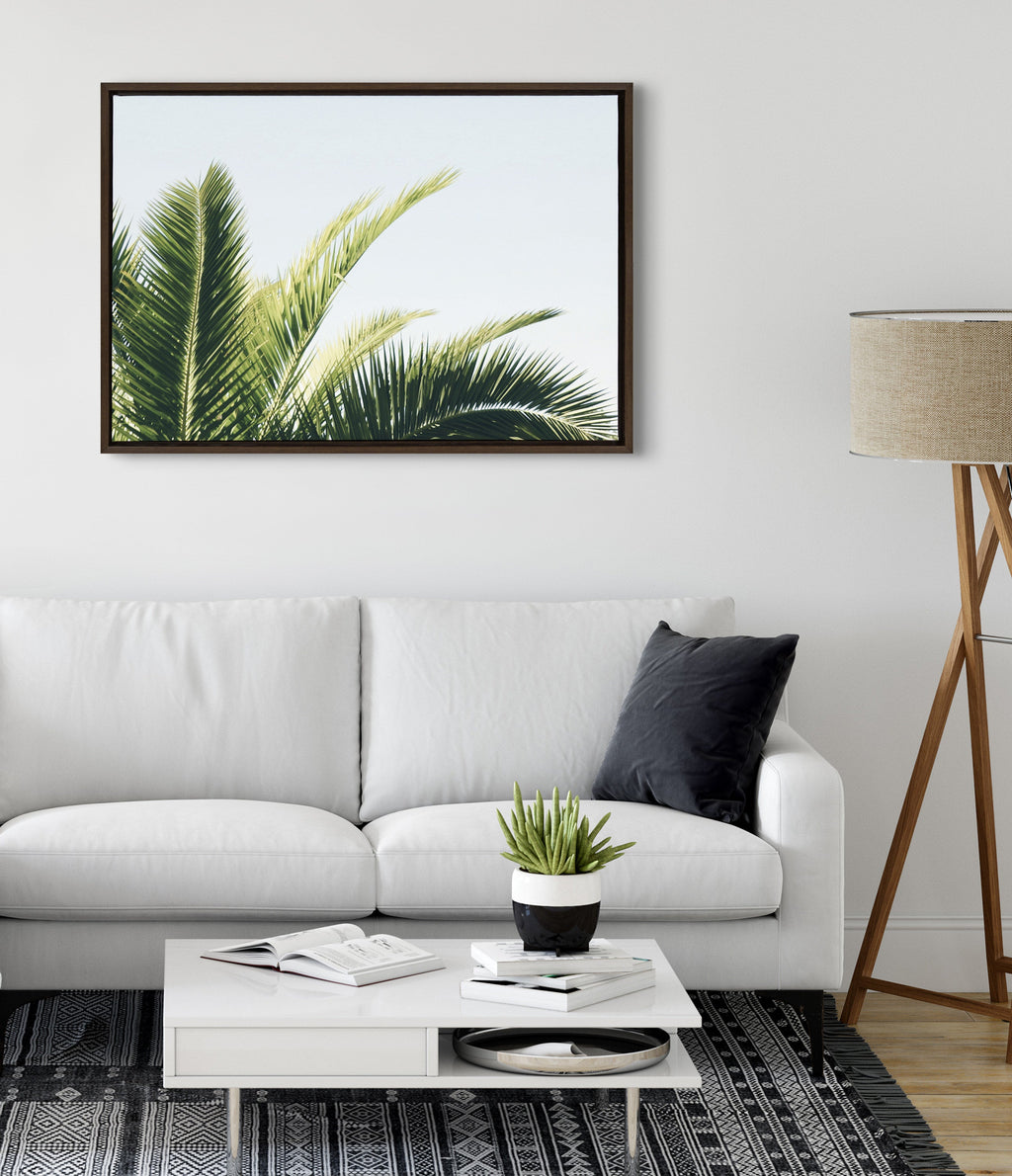Sylvie Tropical Palm Under Blue Sky Framed Canvas by Amy Peterson Art Studio