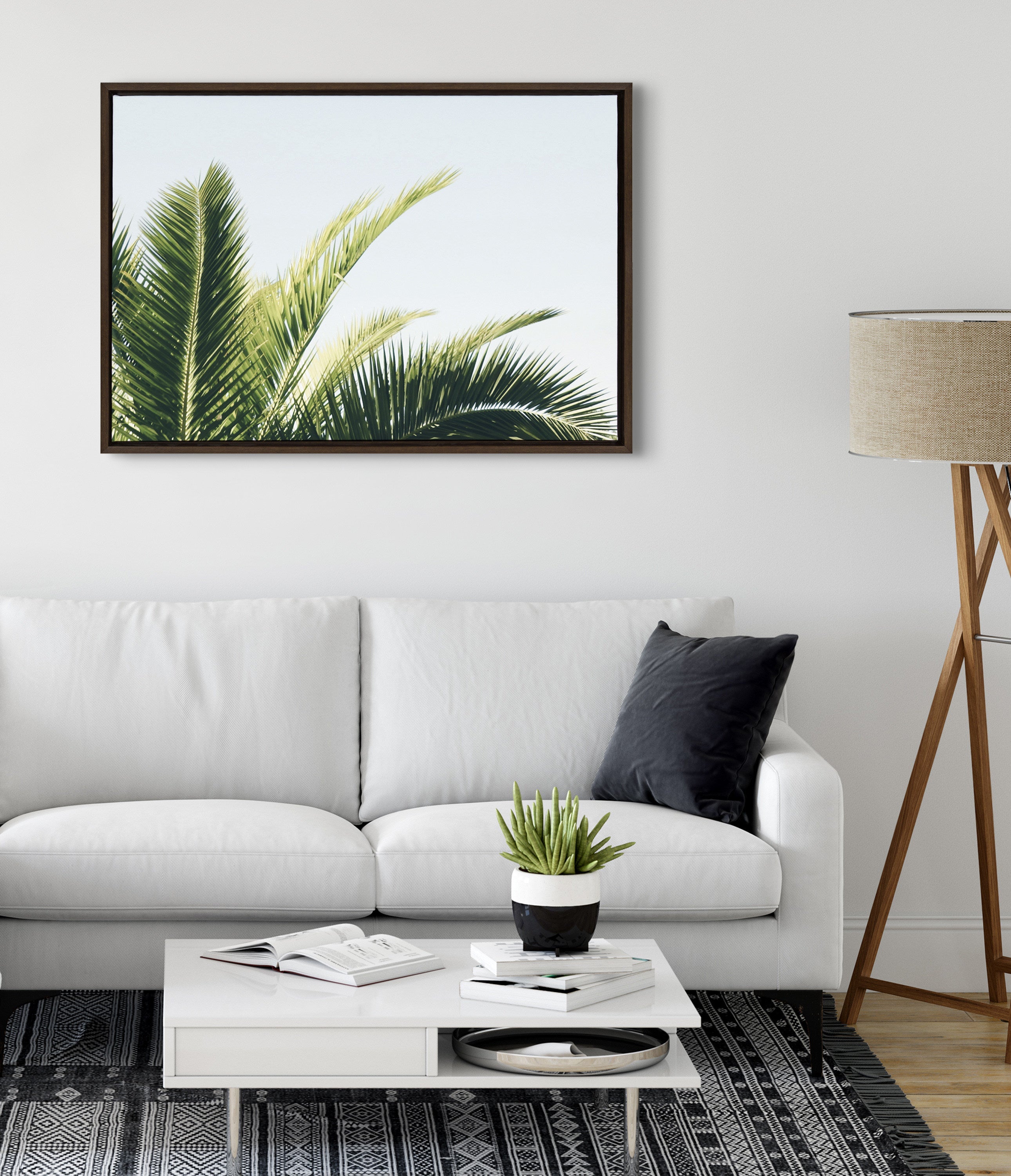 Sylvie Tropical Palm Under Blue Sky Framed Canvas by Amy Peterson Art Studio