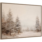 Sylvie Beaded Warm Neutral Winter Forest Landscape Framed Canvas by The Creative Bunch Studio
