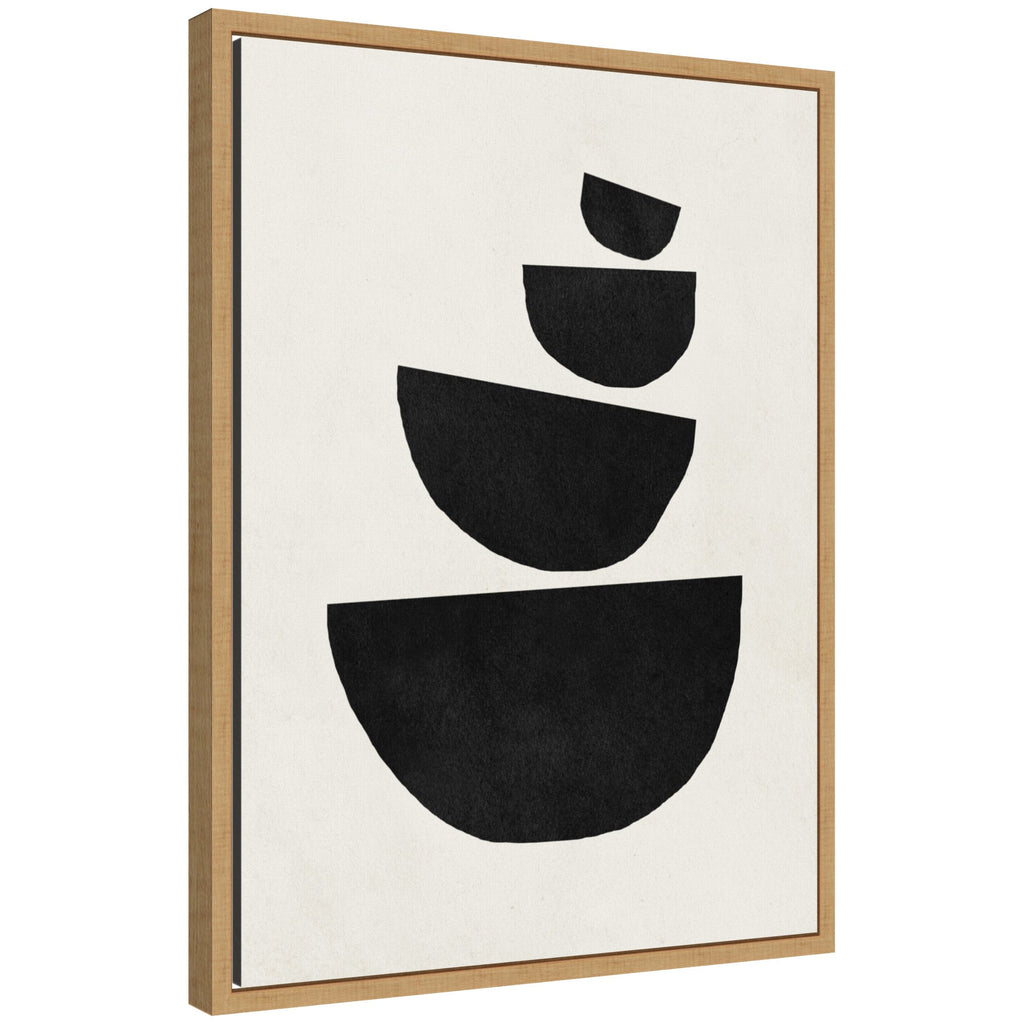 Sylvie Black Geometric Abstract 1 Framed Canvas by July Art Prints
