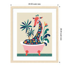 Framed Art Mid Century Modern Giraffe in Bathtub by Rachel Lee