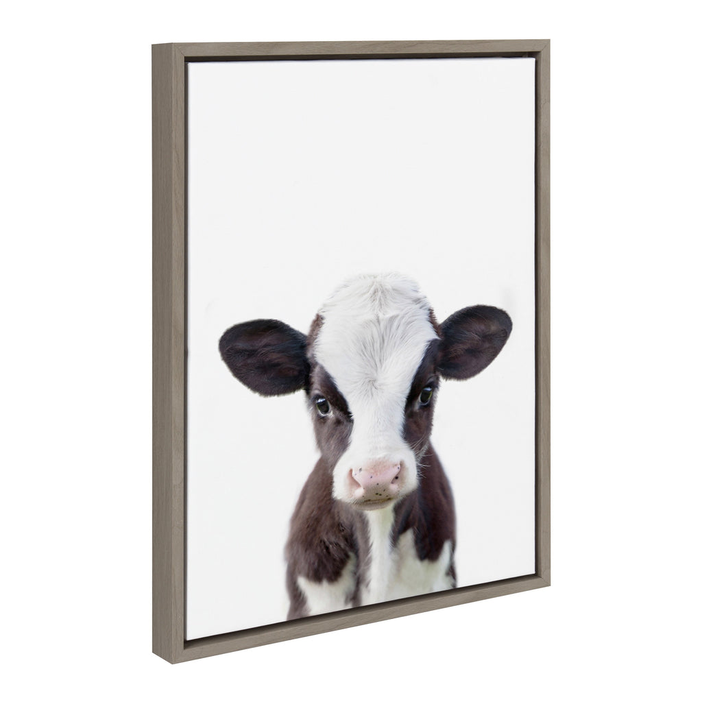 Sylvie Baby Cow Portrait Framed Canvas by Amy Peterson