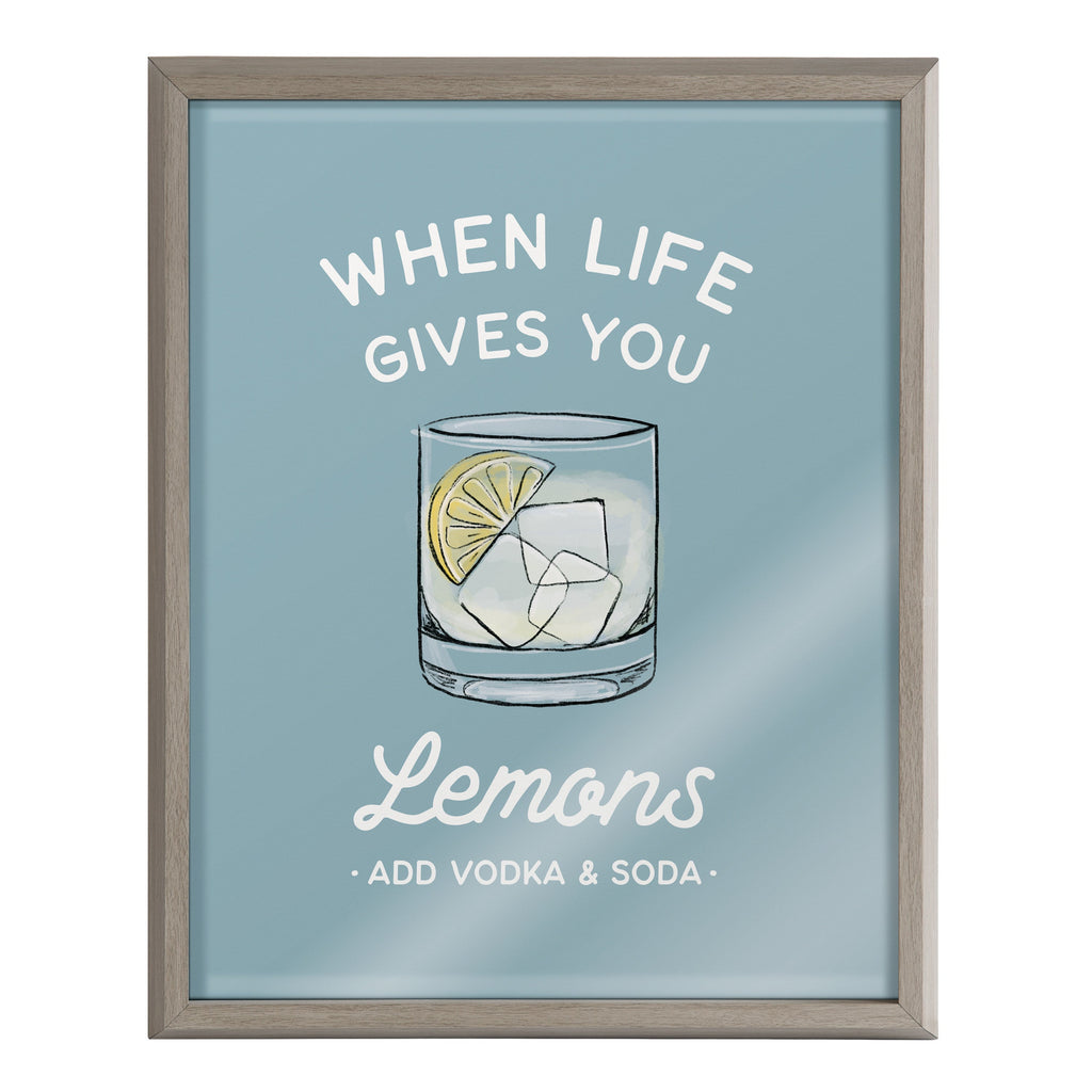 Blake When Life Gives You Lemons Blue Framed Printed Glass by The Creative Bunch Studio