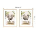 Elephant Palm Bathtub 2 Piece Framed Wall Art Print Set by Amy Peterson