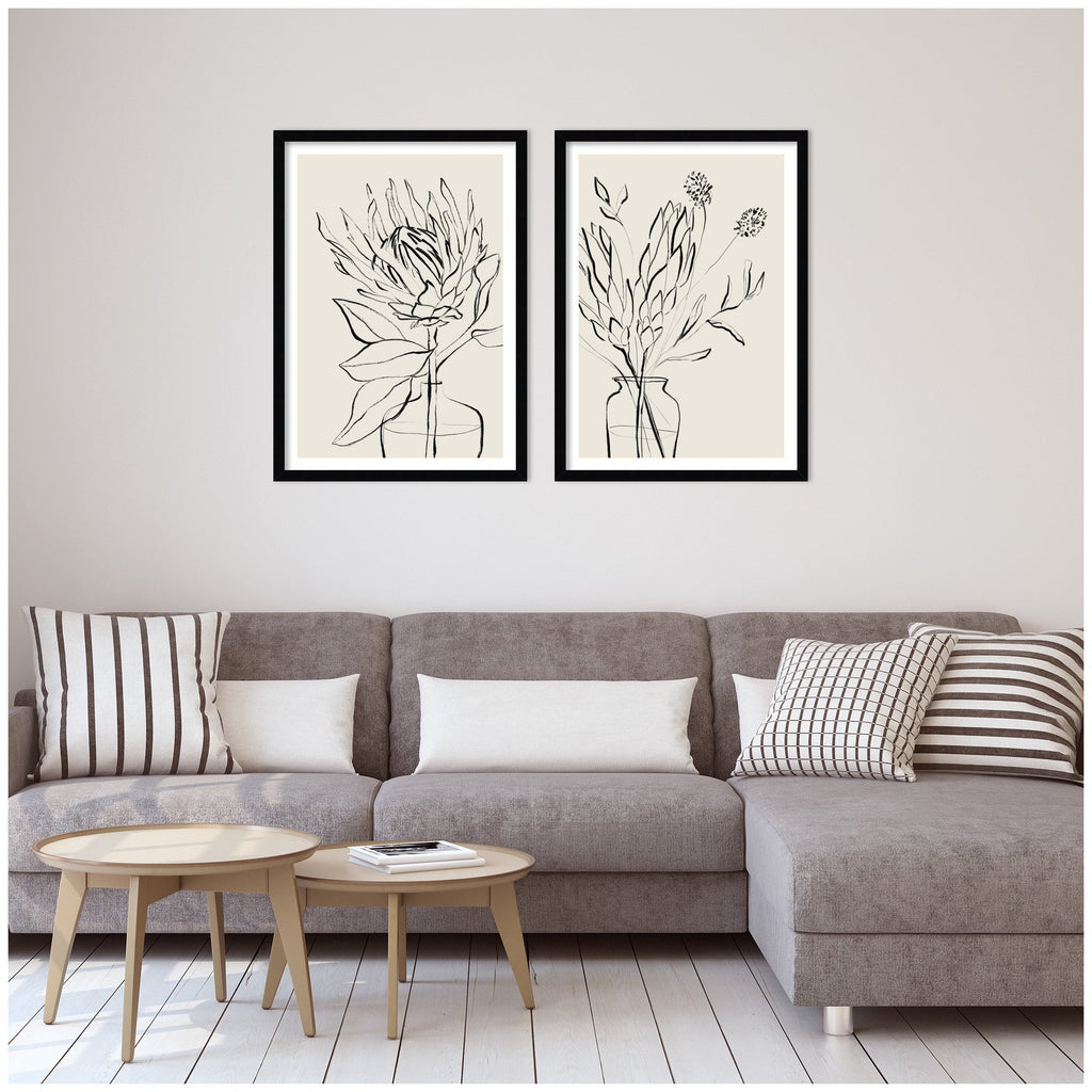 Protea Sketch No. 1 & No. 2 2 Piece Framed Wall Art Print Set by Sara Berrenson