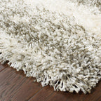 HomeRoots 507882 8 x 11 ft. Gray Ivory & Silver Geometric Shag Power Loom Stain Resistant Rectangle Area Rug