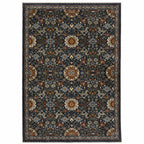 HomeRoots 507972 6 x 9 ft. Blue Red Ivory & Gold Oriental Power Loom Stain Resistant Rectangle Area Rug with Fringe