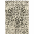 HomeRoots 508844 8 x 11 ft. Gray Ivory & Brown Oriental Power Loom Stain Resistant Rectangle Area Rug