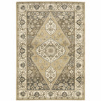 HomeRoots 508865 10 x 13 ft. Beige Gray Tan & Charcoal Oriental Power Loom Stain Resistant Rectangle Area Rug, Rectangular
