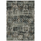 HomeRoots 508907 6 x 9 ft. Ivory Charcoal Gray Blue Rust Gold & Brown Oriental Power Loom Stain Resistant Rectangle Area Rug