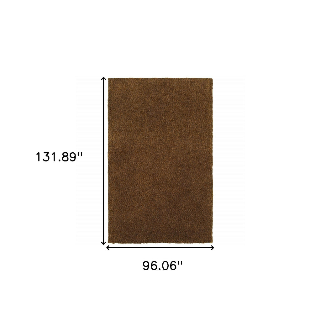 HomeRoots 508994 8 x 11 ft. Brown Shag Hand Tufted Handmade Stain Resistant Rectangle Area Rug