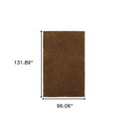 HomeRoots 508994 8 x 11 ft. Brown Shag Hand Tufted Handmade Stain Resistant Rectangle Area Rug