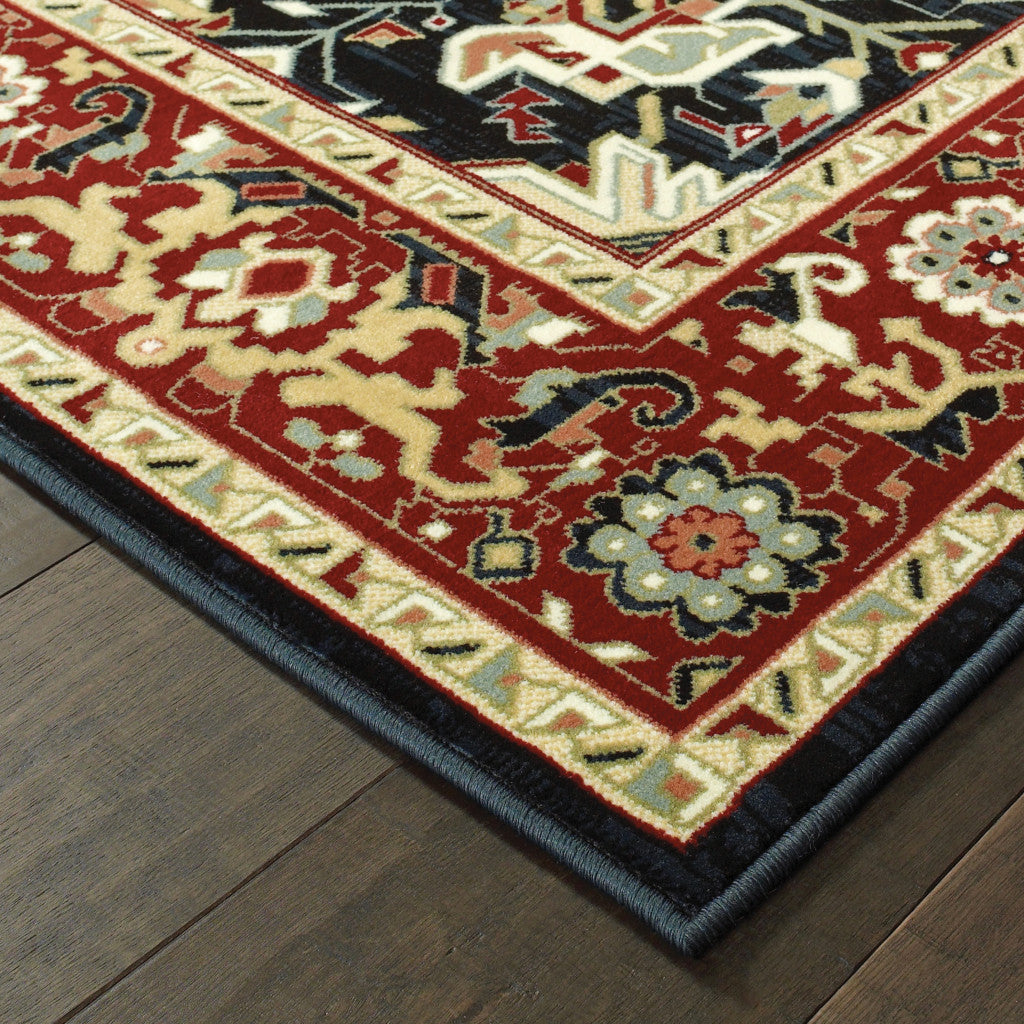 HomeRoots 509139 8 x 11 ft. Red & Ivory Oriental Power Loom Stain Resistant Rectangle Area Rug