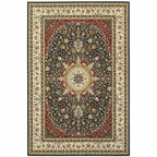 HomeRoots 509147 10 x 13 ft. Navy & Ivory Oriental Power Loom Stain Resistant Rectangle Area Rug