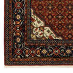 HomeRoots 509219 8 x 11 ft. Red Blue Ivory & Orange Oriental Power Loom Stain Resistant Rectangle Area Rug with Fringe