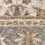 HomeRoots 509427 10 x 13 ft. Ivory & Blue Oriental Power Loom Stain Resistant Rectangle Area Rug with Fringe