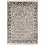 HomeRoots 509432 6 x 9 ft. Gray & Blue Oriental Power Loom Stain Resistant Rectangle Area Rug with Fringe