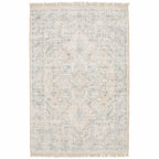HomeRoots 509449 10 x 13 ft. Beige & Gray Oriental Hand Loomed Stain Resistant Rectangle Area Rug with Fringe