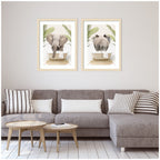Elephant Palm Bathtub 2 Piece Framed Wall Art Print Set by Amy Peterson