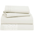 Nestl Cal King Size Sheets Set - 4 Piece California King Sheets, Deep Pocket, Hotel Luxury, Extra Soft, Breathable And Cooling, Off White Cal King Bed Sheets