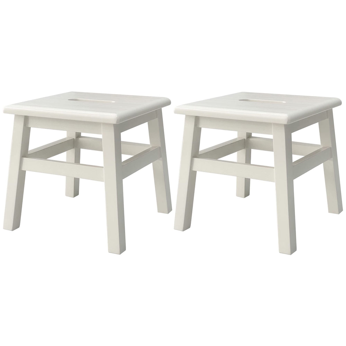 eHemco Solid Hardwood Step Stool for Adults and Kids, 12.25 Inches, Antique White, Set of 2