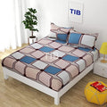 Tib Glace Cotton 78 X 72 Elastic Fitted Bedsheets King Size With 2 Pillow Covers, Pack Of 3, Peach