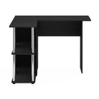 Furinno Abbott L-Shape Desk With Bookshelf, Americano/Chrome