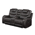 Acme Braylon Faux Leather Reclining Loveseat with Console in Magnetite Black
