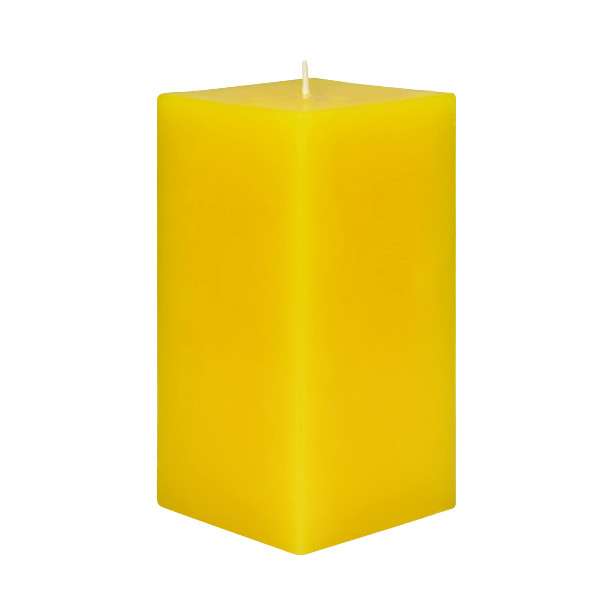 Zest Candle Pillar Candle, 3 by 6-Inch, Yellow Square