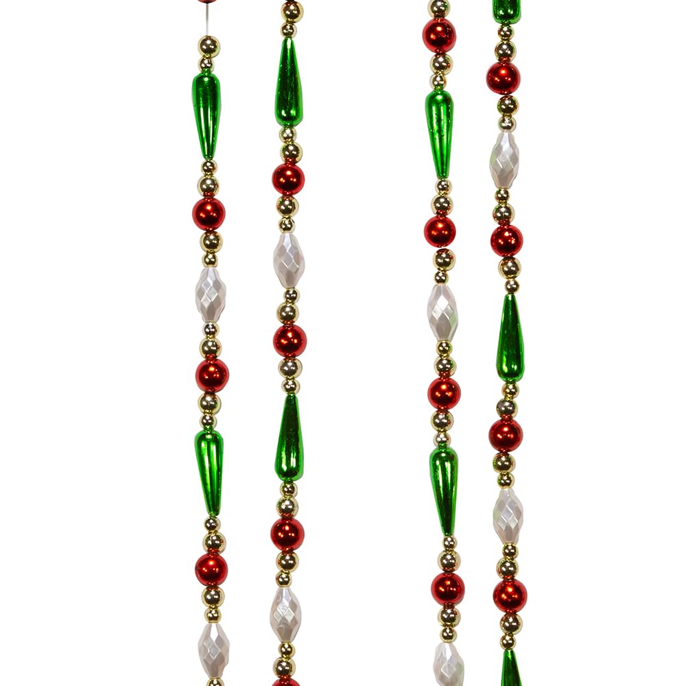 Kurt S. Adler 9-Foot Round Bead Garland - Gold, Red, Green & White - Model H0262