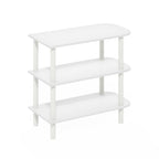 Furinno Turn-N-Tube 23-Inch 3-Tier Curved Freestanding Shoe Rack Storage Organizer, White/White