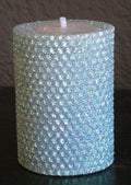 50 Hour-4 Inch Natural Beeswax Hybrid Pillar Glitter Candle, Pacific