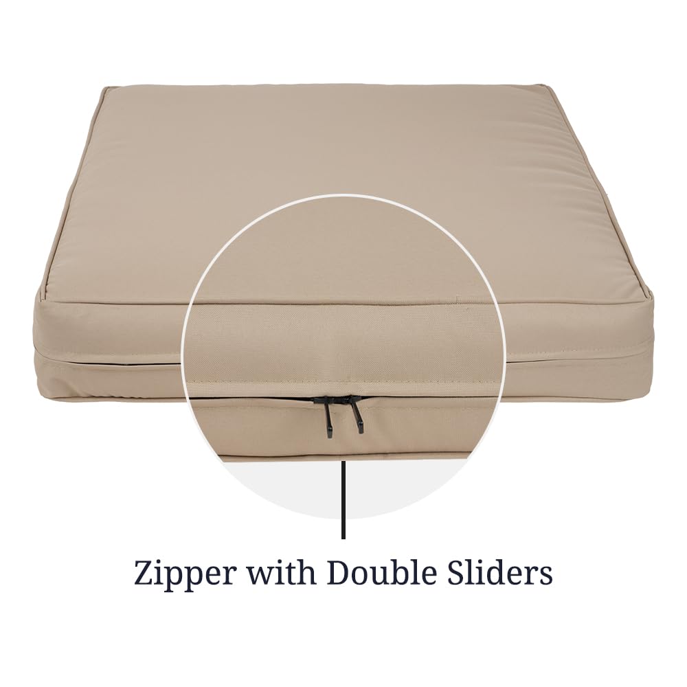 Covers & All Square Outdoor Cushion Covers For Patio Furniture Sets, Water, Tear & Uv Resistant Polyester Cushion Slipcover With Zippers (Pack Of 2) (36' L X 36' W X 4' Thick, Beige)