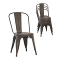 Nazhura Metal Dining Chair Farmhouse Tolix Style For Kitchen Dining Room Café Restaurant Bistro Patio, 18 Inch, Stackable, Waterproof Indoor/Outdoor (Sets Of 4) (Steel Seat, Bronze)