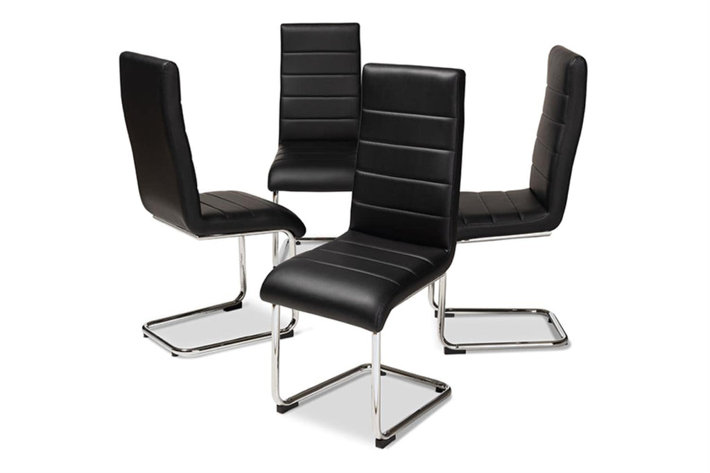 Baxton Studio Marlys Modern and Contemporary Black Faux Leather Upholstered Dining Chair