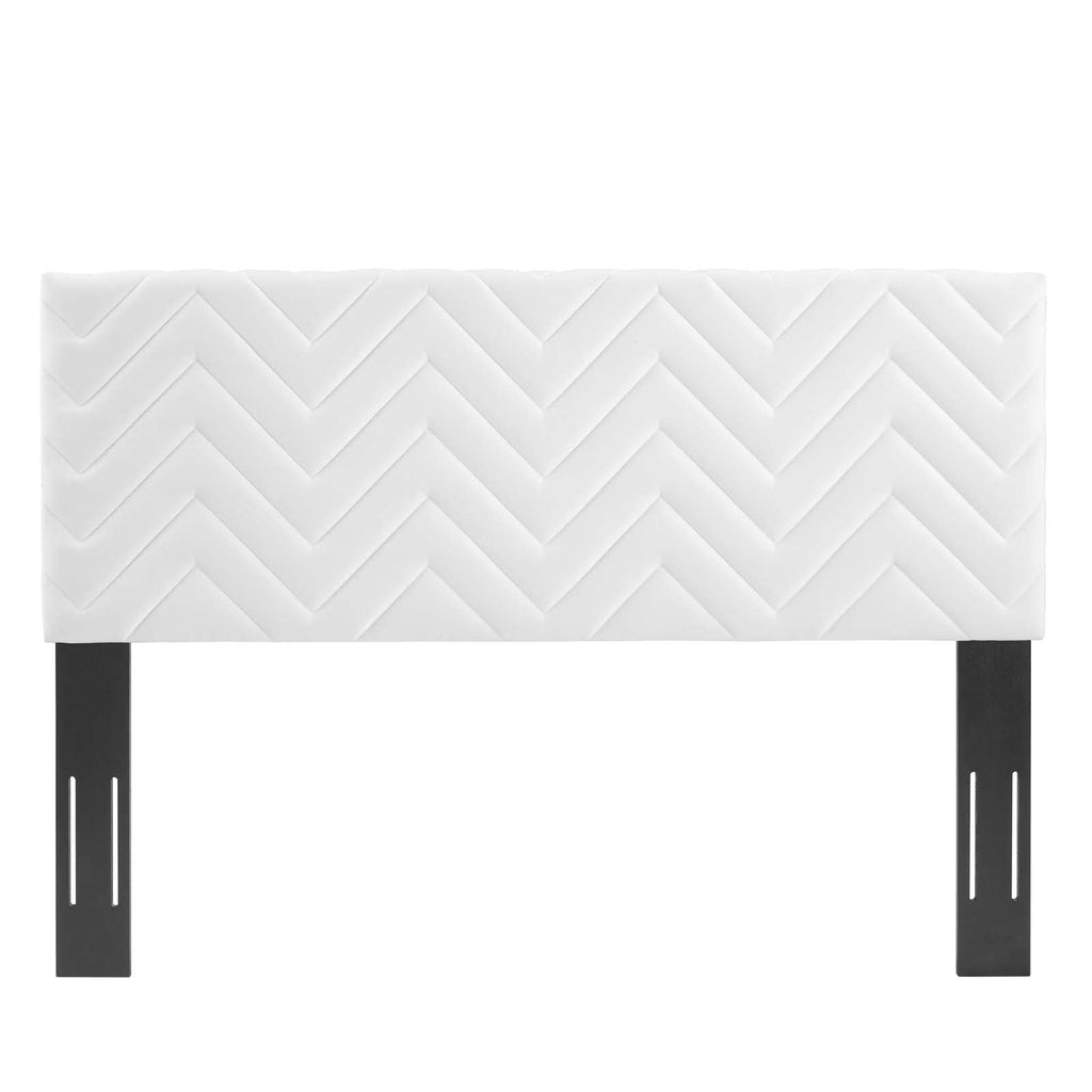 Modway Mod-6658-Whi Mercy Chevron Tufted Performance Velvet Twin Headboard, White