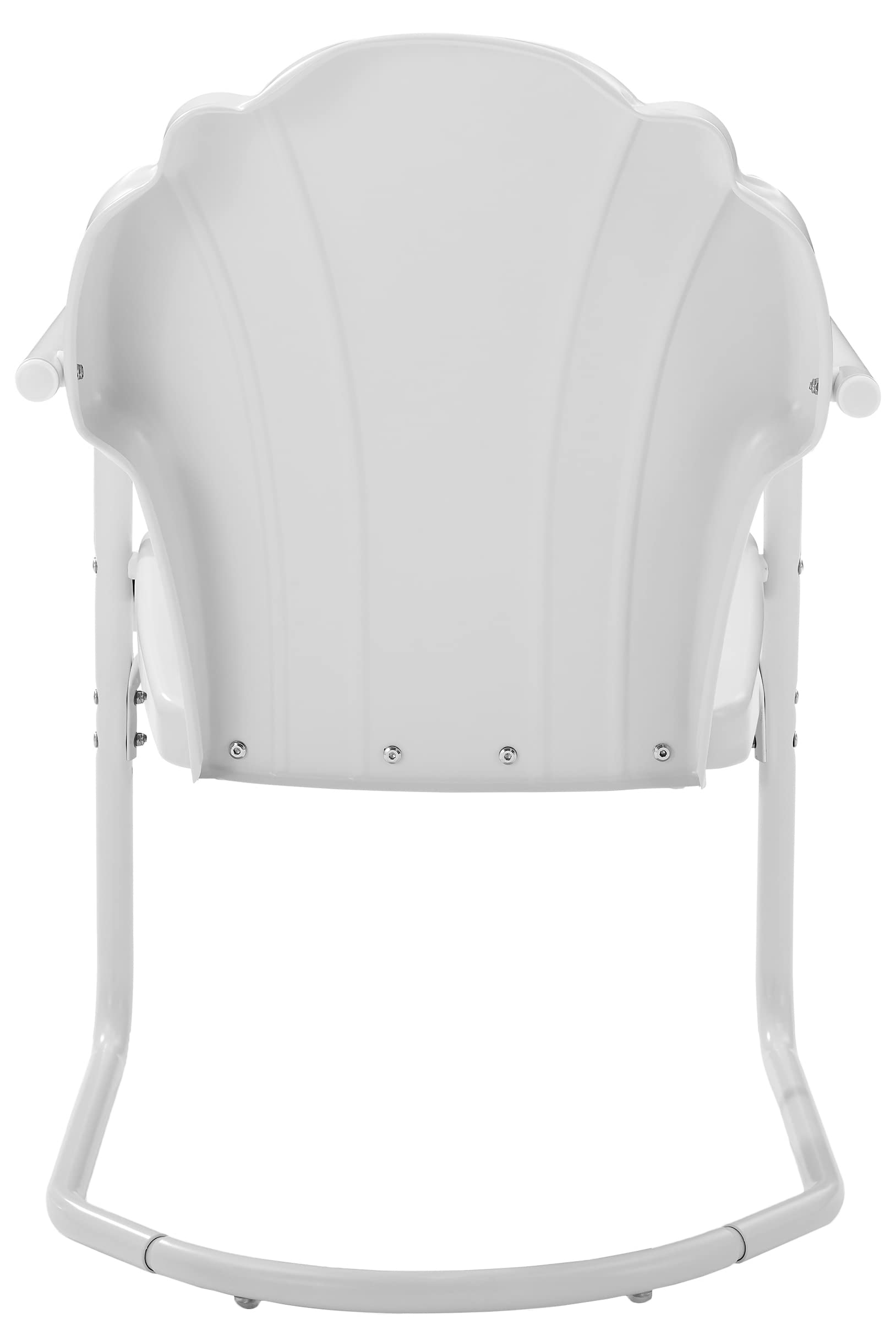 Crosley Furniture Tulip 2-Piece Outdoor Chair Set, Retro Metal Patio Chairs for Dining, Porch, Deck, Balcony, White Satin