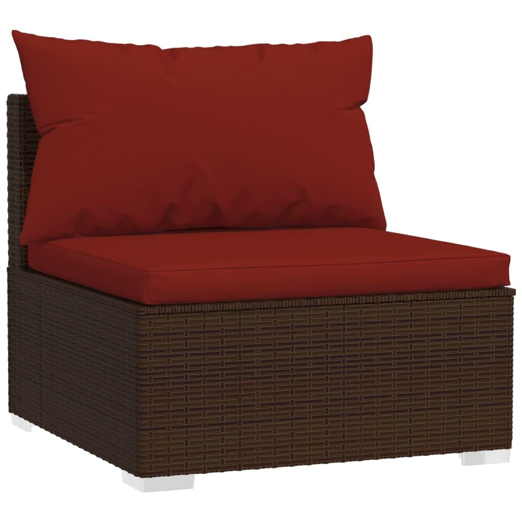 vidaXL Patio Lounge Set 10 Piece, Patio Furniture Set for Outdoor Garden, Sectional Sofa with Cushions, Corner Sofa, Poly Rattan Brown