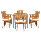 vidaXL Solid Teak Wood Patio Dining Set with Cushions 7 Piece Wooden Garden Outdoor Balcony Backyard Terrace Table Chair Dinner Furniture
