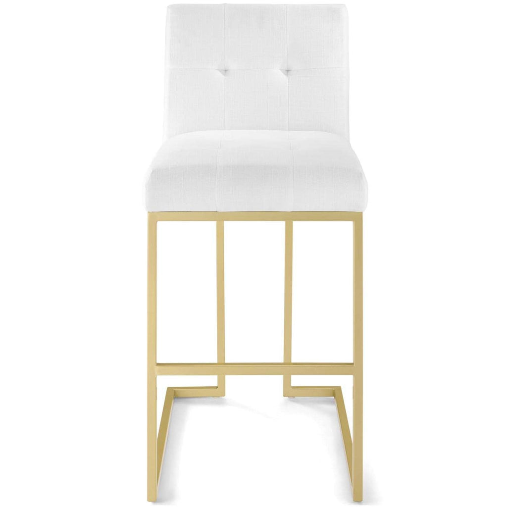 Modway Privy Stainless Steel Upholstered Fabric Bar Stool, Gold White