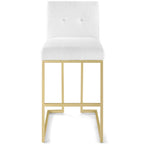Modway Privy Stainless Steel Upholstered Fabric Bar Stool, Gold White
