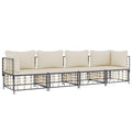 vidaXL 4 Piece Patio Lounge Set with Cushions Anthracite Poly Rattan