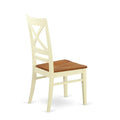 East West Furniture QUC-WHI-W Quincy Dining Room Cross Back Solid Wood Seat Chairs, Set of 2, Buttermilk & Cherry