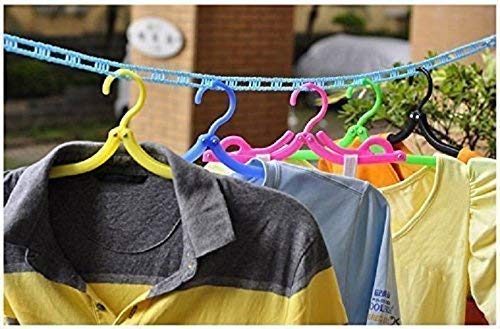 Chidakash 1 Pc Windproof Antislip 5 Meter Clothes Drying Rope With Hooks For Home Balcony Laundry (Multicolor)