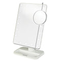 Jerdon 8-Inch by 11-Inch Lighted Vanity Mirror - Rectangular Tabletop Mirror in White with 10X Magnification Spot Mirror - Model